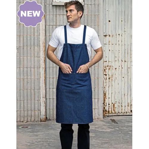 Tablier de travail à bavette avec bandoulières croisées personnalisable