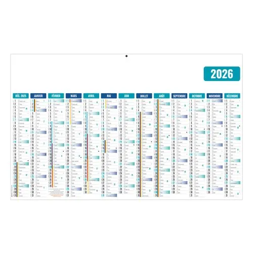 ECOMAX BLEU 2026 RECTO SEUL - MAXI LEGER SOUPLE - 650x405MM - SANS MARQUAGE - 1 TROU EN TETE