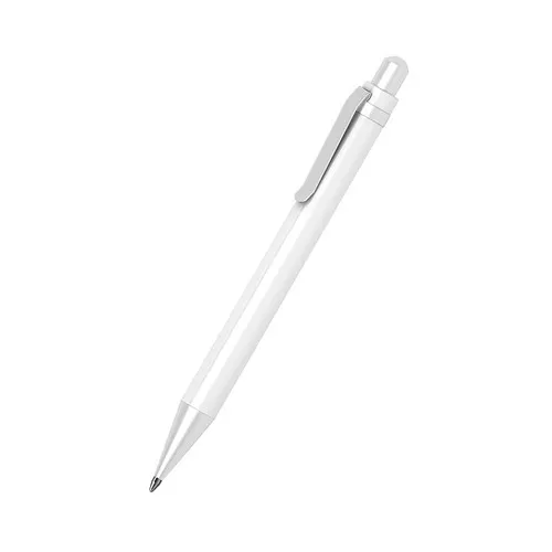 Stylo Bille Rétractable Blanc Brillant Personnalisable - Icy High Gloss