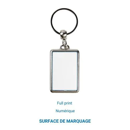 Porte-clés Métallique rectangle L France - Gris