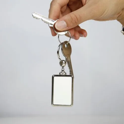 Porte-clés Métallique rectangle L France - Gris