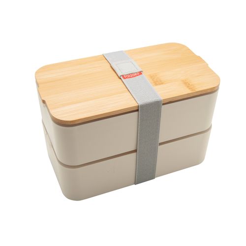Boîte Déjeuner Double Compartiment avec Couvercle Bambou Personnalisable