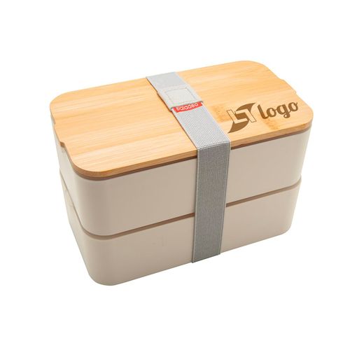Boîte Déjeuner Double Compartiment avec Couvercle Bambou Personnalisable