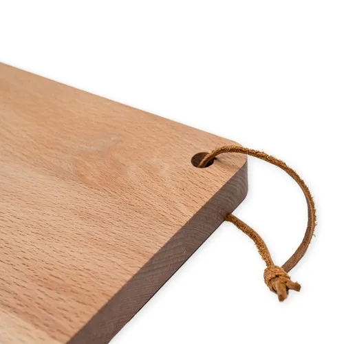 Planche à Servir Hêtre Personnalisable 30x20 cm - Languette Cuir