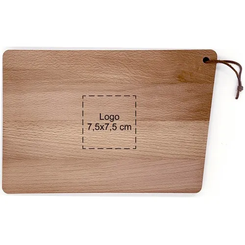 Planche à Servir Hêtre Personnalisable 30x20 cm - Languette Cuir