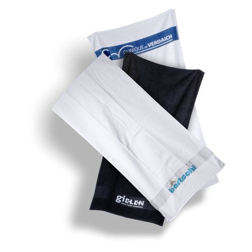 Serviette de Bain 100x180cm Coton Jacquard - Logo Tissé 5 Couleurs