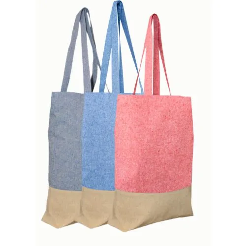 Sac Shopping Coton Recyclé Bicolore - Personnalisable