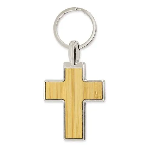 PORTE-CLÉS CROIX EN BAMBOU "SANT"