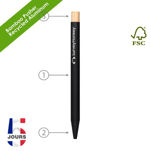 NoClip Aluminium &amp; Stylo Bambou Noir FR