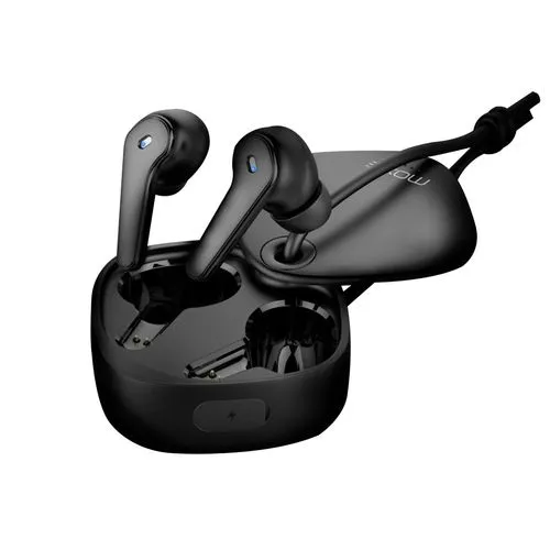 Oreillette bluetooth stéréo Moxie Minitwin avec boitier coulissant - blanc