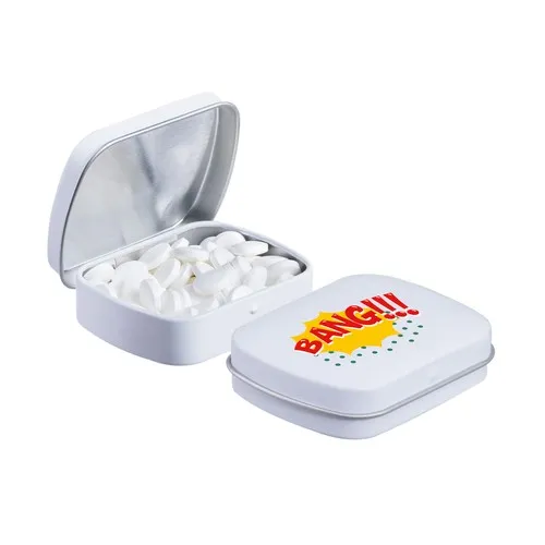 Mini boîte à charnière avec bonbons menthe personnalisable