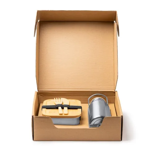Ensemble Repas Nomade Bambou & Inox - Gamelle 800ml + Gourde 500ml