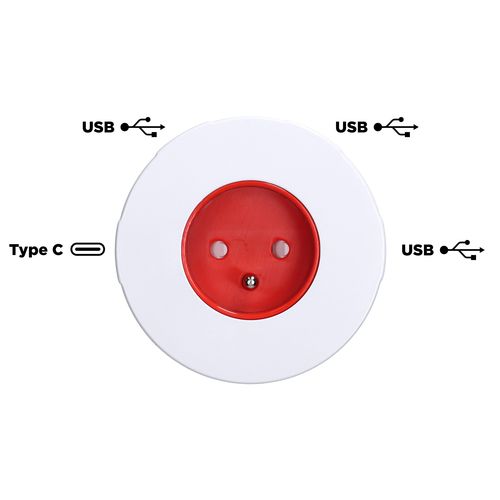 Prise USB Personnalisable 3 Ports + USB-C - Cadeau d'Entreprise