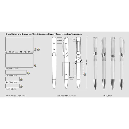 Stylo Bille Transparent Personnalisable - Push Mn Rétractable