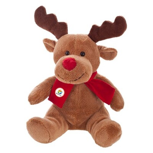 Renne en Peluche avec Écharpe Personnalisable - 18 cm