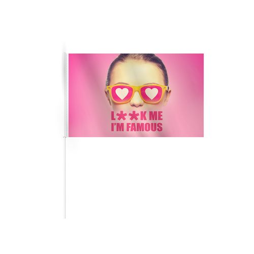 Drapeau Publicitaire Polyester 30x20 cm avec Tige - Personnalisable