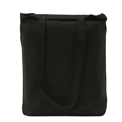 Sac Shopping Coton 220g Noir Personnalisable - Soufflet 10cm