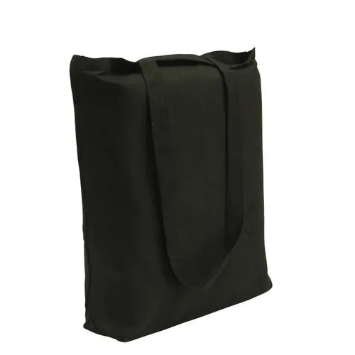 Sac Shopping Coton 220g Noir Personnalisable - Soufflet 10cm