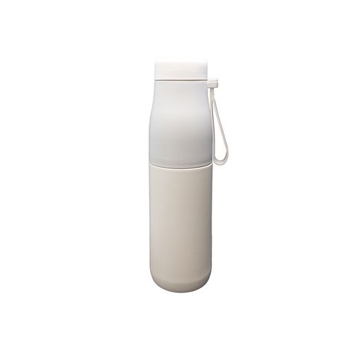 Bouteille Isotherme 550ml avec Filtre à Thé et Tasse - Beige