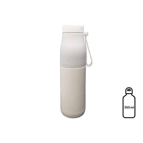 Bouteille Isotherme 550ml avec Filtre à Thé et Tasse - Beige