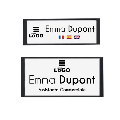 Badge nominatif magnétique - Europe 71 x 24,5 mm Argent Brillant