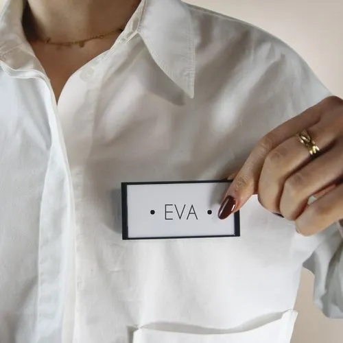 Badge nominatif magnétique - Europe 71 x 24,5 mm Argent Brillant