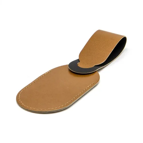 ETIQUETTE BAGAGE EN SIMILI-CUIR LISSE MARRON - MADE IN EUROPE