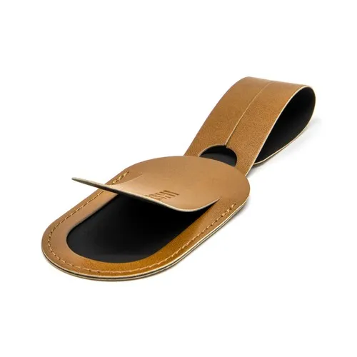 ETIQUETTE BAGAGE EN SIMILI-CUIR LISSE MARRON - MADE IN EUROPE