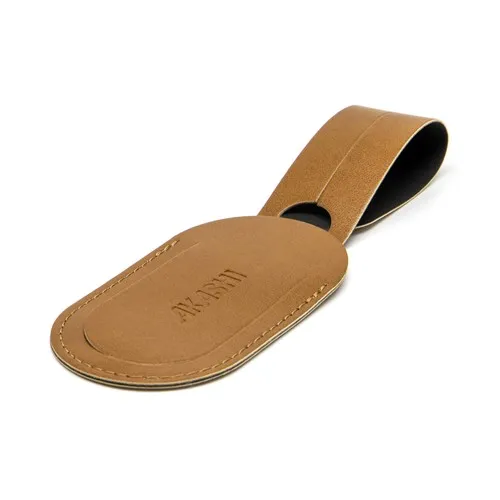 ETIQUETTE BAGAGE EN SIMILI-CUIR LISSE MARRON - MADE IN EUROPE