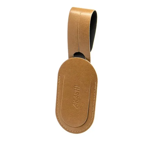 ETIQUETTE BAGAGE EN SIMILI-CUIR LISSE MARRON - MADE IN EUROPE