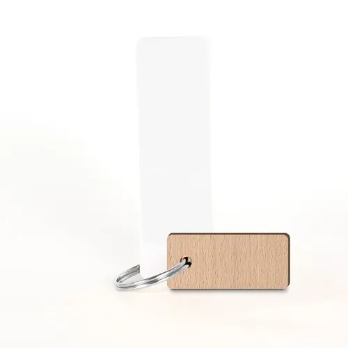 Porte-clés rectangle bois personnalisé - Fabrication française ESAT