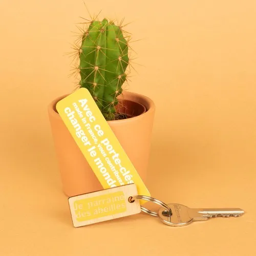 Porte-clés rectangle bois personnalisé - Fabrication française ESAT
