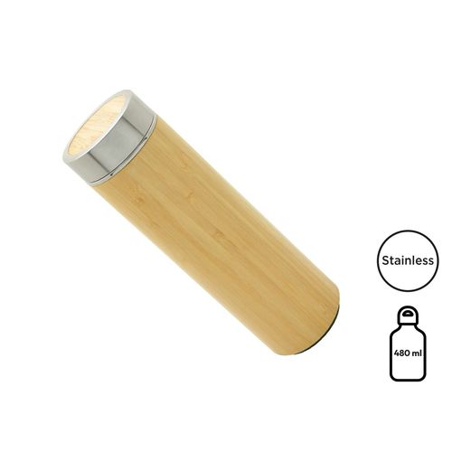 Bouteille Isotherme Bambou 480ml avec Infuseur - Personnalisable