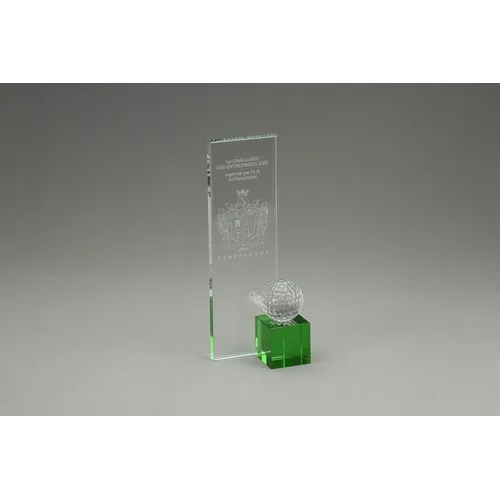 Trophée Cristal Personnalisable avec Cube Coloré et Balles Sportives