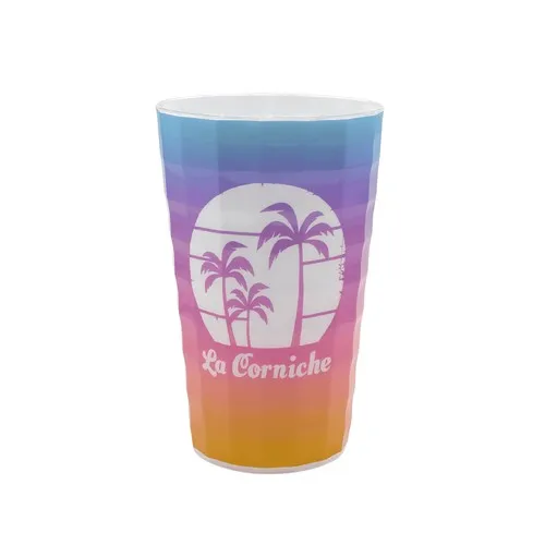 Gobelet Réutilisable 30cl à Relief Facetté - Impression Quadri