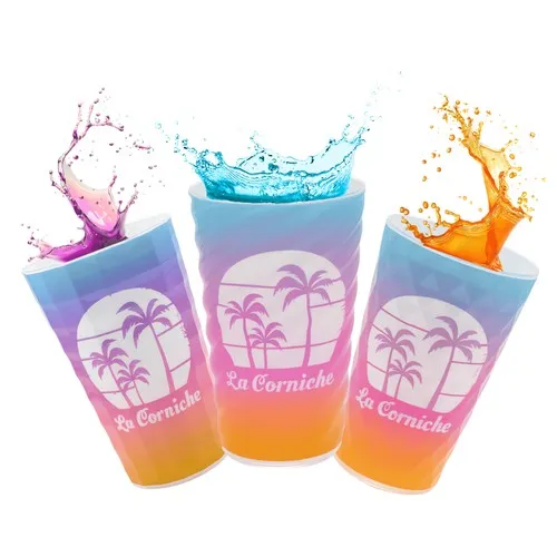 Gobelet Réutilisable 30cl à Relief Facetté - Impression Quadri