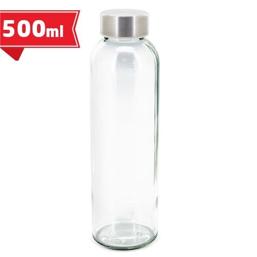 Bouteille en Verre 500ml Bouchon Bambou et Housse Liège Personnalisable