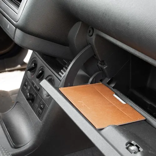 PORTE CARTE GRISE & DOCUMENTS EN SIMILI-CUIR LISSE MARRON - MADE IN EUROPE