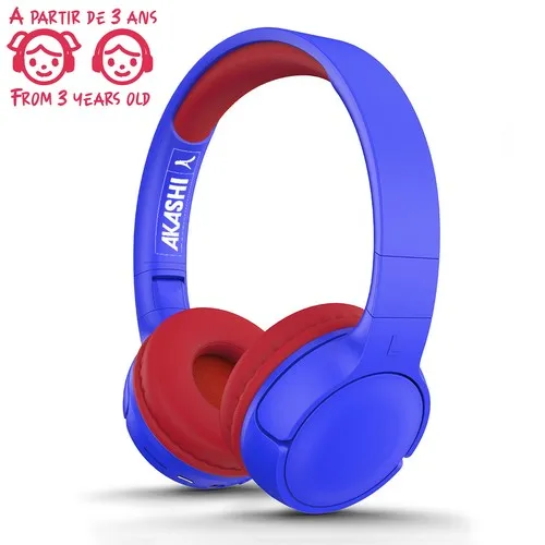 CASQUE KIDS SANS FIL BLUETOOTH BLEU ET ROUGE