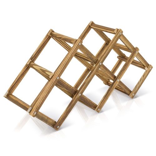 Porte-Bouteilles Pliable en Bois Naturel 6 Bouteilles Personnalisable
