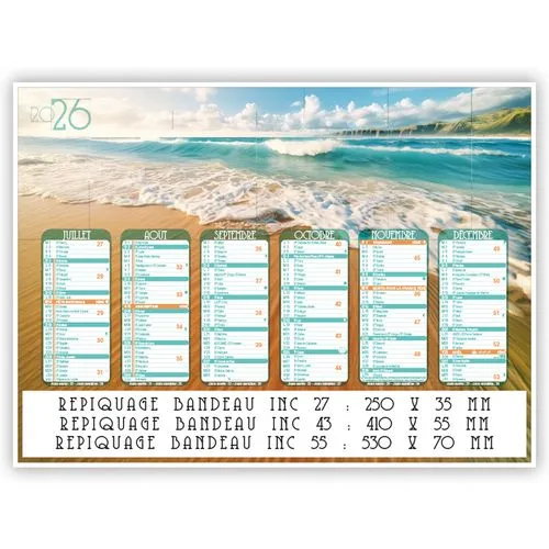 Calendrier Bancaire Plages de Rêves 2026 - 3 Formats Personnalisables