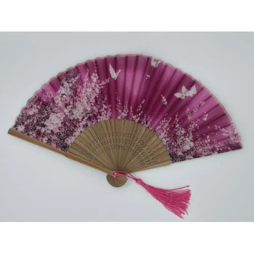 Éventail Bambou et Tissu Personnalisable - Qualité Premium 38 cm