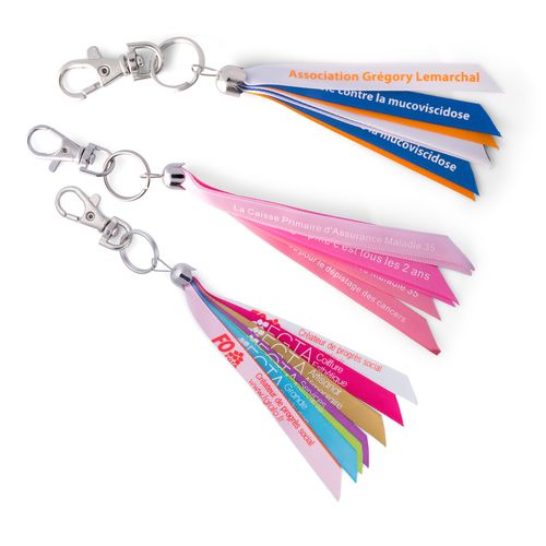 Porte-Clés Ruban Multicolore Personnalisable - 8 Rubans Assemblés