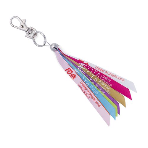 Porte-Clés Ruban Multicolore Personnalisable - 8 Rubans Assemblés