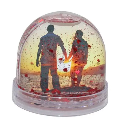 Dôme pailleté cœurs rouges personnalisable - Cadeau d'entreprise