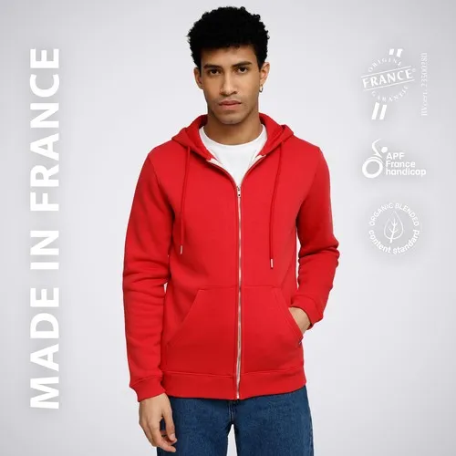Hoodie Zippé Homme Bio Personnalisable - Molleton 300g