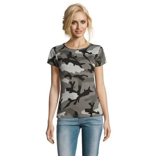 Tee-shirt Femme Col Rond Camouflage - Personnalisable par Sérigraphie