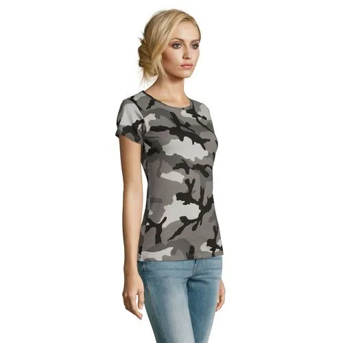 Tee-shirt Femme Col Rond Camouflage - Personnalisable par Sérigraphie