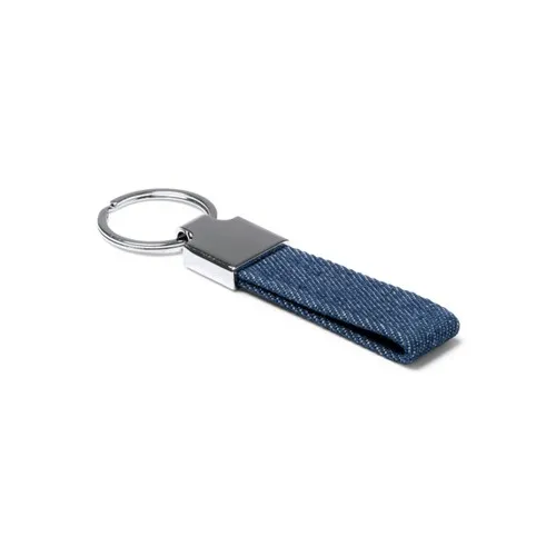 Porte-clés rectangulaire en denim personnalisable par sérigraphie