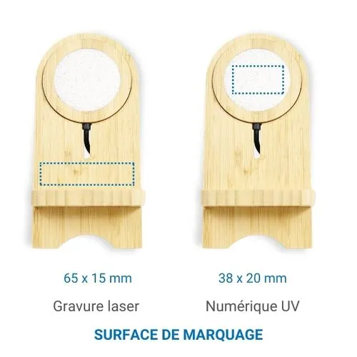 Chargeur sans fil Bambou avec support Marron
